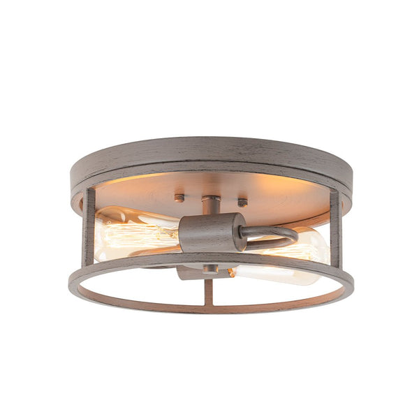 Chandelierias - Rustic 2 - Light Round Airy Drum Semi - Flush Mount - Flush Mount - Muted Gray -