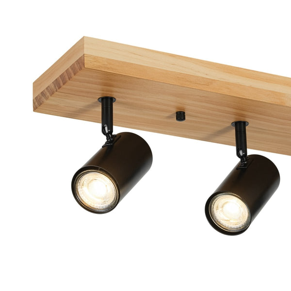 Chandelierias-Rustic 5-Light Walnut Wood Semi-Flush Track Light-Semi Flush-Pine & Black-