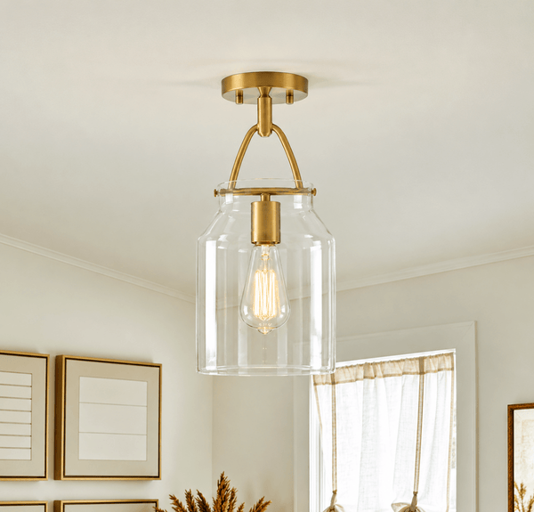 Chandelierias-Scandinavia 1-Light Barrel Glass Hanging Kitchen Pendant-Pendants-Clear-