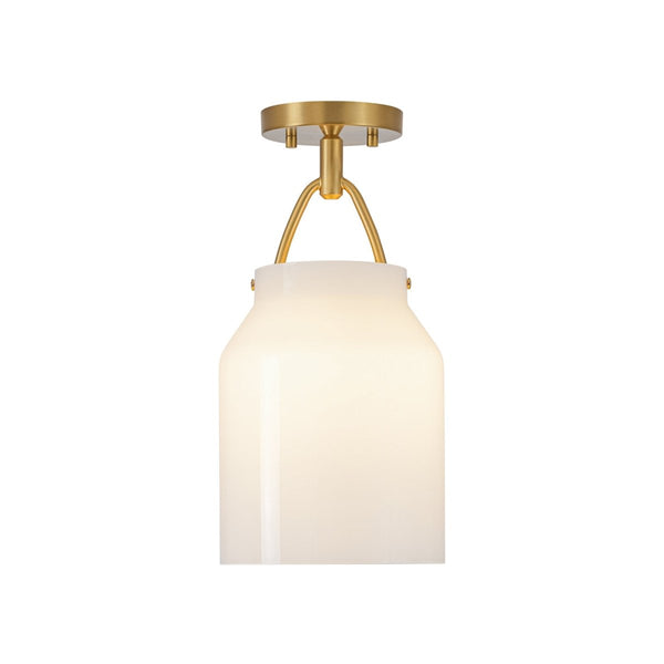 Chandelierias-Scandinavia 1-Light Barrel Glass Hanging Kitchen Pendant-Pendants-Opal White-