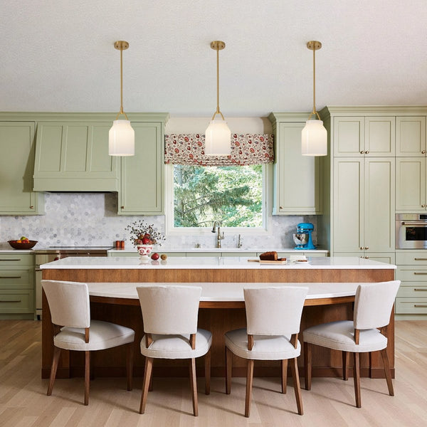 Chandelierias-Scandinavia 1-Light Barrel Glass Hanging Kitchen Pendant-Pendants-Opal White-
