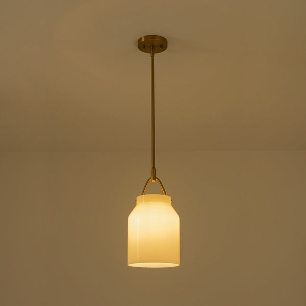 Chandelierias-Scandinavia 1-Light Barrel Glass Hanging Kitchen Pendant-Pendants-Opal White-
