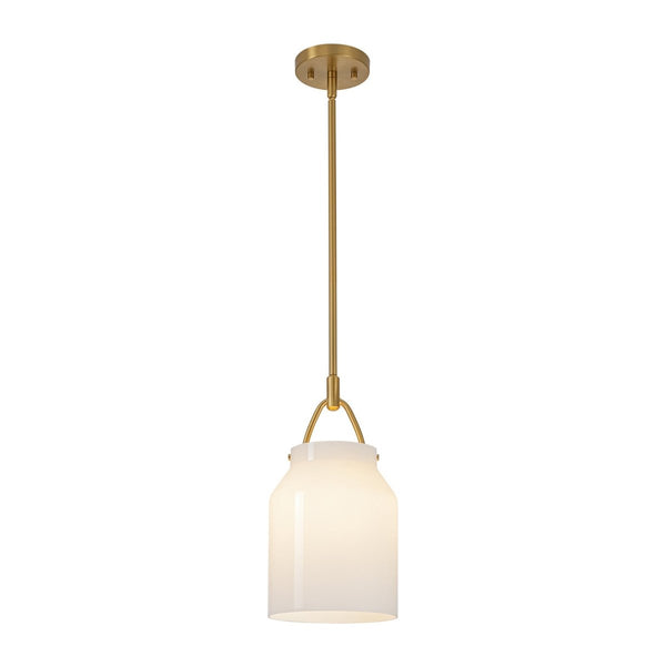 Chandelierias-Scandinavia 1-Light Barrel Glass Hanging Kitchen Pendant-Pendants-Opal White-