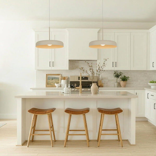 Chandelierias - Scandinavia 1 - Light Dimmable LED Flat Drum Pendant - Pendants - Sandy -