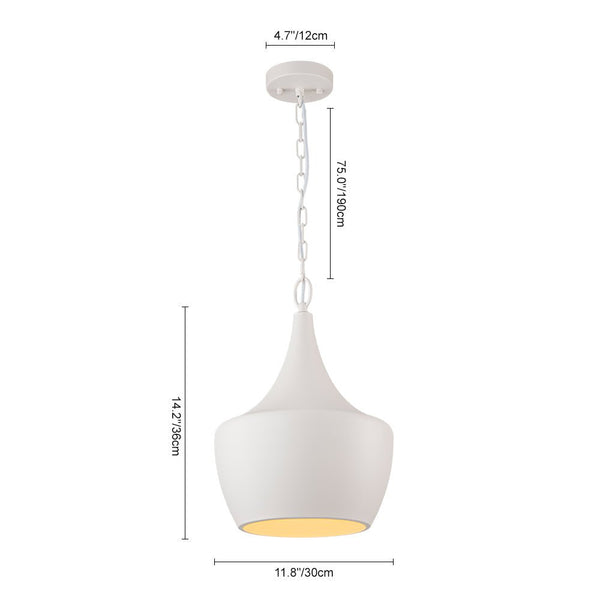 Chandelierias - Scandinavia 1 - Light Matte White Hanging Metal Pendant - pendant - Dome -