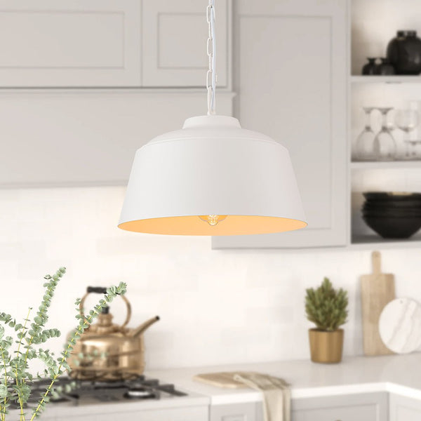 Chandelierias - Scandinavia 1 - Light Matte White Hanging Metal Pendant - pendant - Dome -