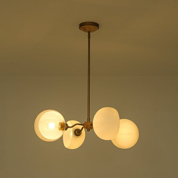 Chandelierias - Scandinavia 4 - Light Hemi - special Frosted Glass Linear Chandelier - Aged Brass -