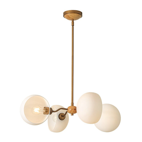 Chandelierias - Scandinavia 4 - Light Hemi - special Frosted Glass Linear Chandelier - Aged Brass -