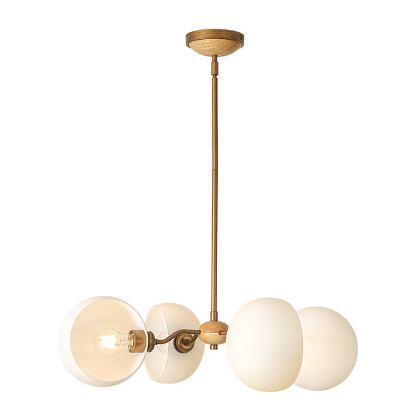 Chandelierias - Scandinavia 4 - Light Hemi - special Frosted Glass Linear Chandelier - Aged Brass -