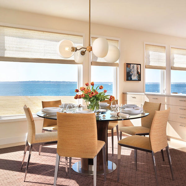 Chandelierias - Scandinavia 4 - Light Hemi - special Frosted Glass Linear Chandelier - Aged Brass -