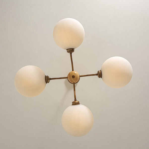 Chandelierias - Scandinavia 4 - Light Hemi - special Frosted Glass Linear Chandelier - Aged Brass -