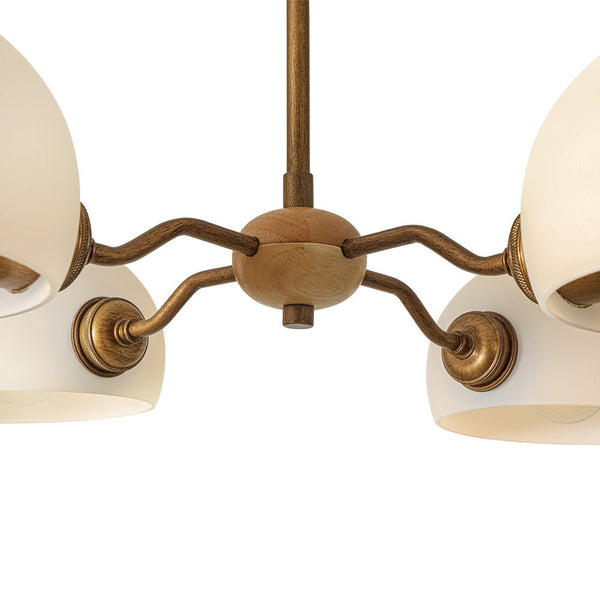 Chandelierias - Scandinavia 4 - Light Hemi - special Frosted Glass Linear Chandelier - Aged Brass -
