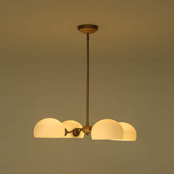 Chandelierias - Scandinavia 4 - Light Hemi - special Frosted Glass Linear Chandelier - Aged Brass -
