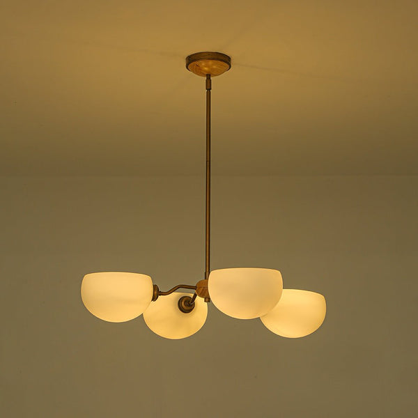 Chandelierias - Scandinavia 4 - Light Hemi - special Frosted Glass Linear Chandelier - Aged Brass -