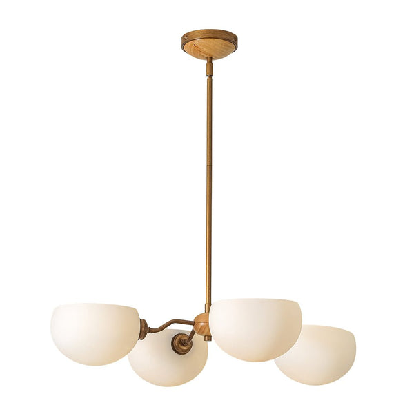Chandelierias - Scandinavia 4 - Light Hemi - special Frosted Glass Linear Chandelier - Aged Brass -