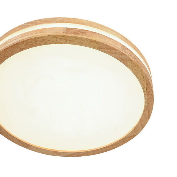 Chandelierias - Scandinavia Central Light - band LED Wood Round Flush Mount - Flush Mount - 15.7 in - Natural