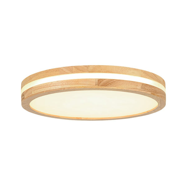 Chandelierias - Scandinavia Central Light - band LED Wood Round Flush Mount - Flush Mount - 15.7 in - Natural