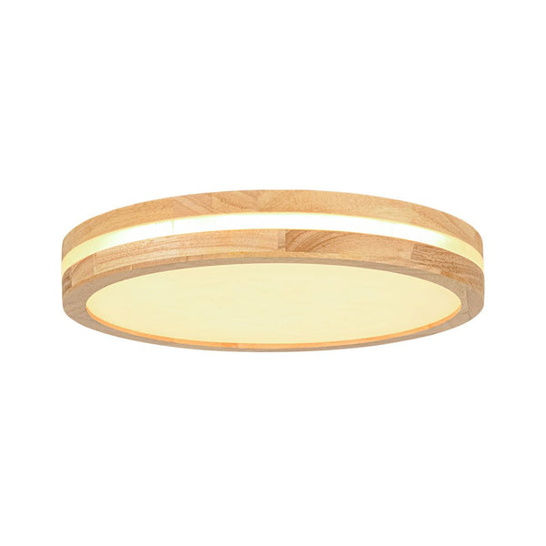 Chandelierias - Scandinavia Central Light - band LED Wood Round Flush Mount - Flush Mount - 15.7 in - Natural