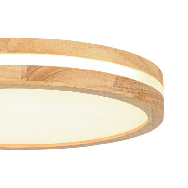 Chandelierias - Scandinavia Central Light - band LED Wood Round Flush Mount - Flush Mount - 15.7 in - Natural