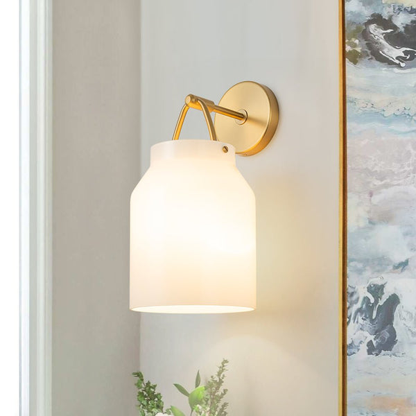Chandelierias - Scandinavia Decorative 1 - Light Barrel Wall Sconce Indoor - Wall Light - White -