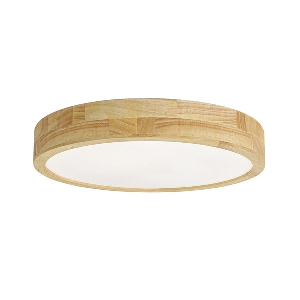 Chandelierias-Scandinavia Wooden 5CCT Dimmable LED Round Flush Mount-Flush Mount-Light Oak-