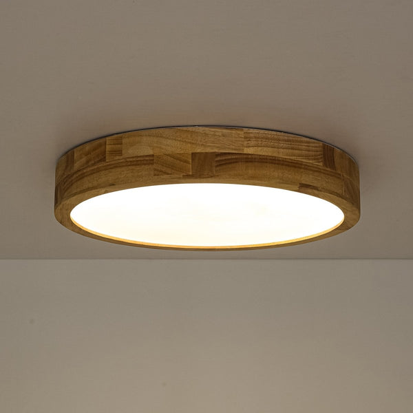 Chandelierias-Scandinavia Wooden 5CCT Dimmable LED Round Flush Mount-Flush Mount-Light Oak-