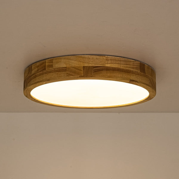Chandelierias-Scandinavia Wooden 5CCT Dimmable LED Round Flush Mount-Flush Mount-Light Oak-