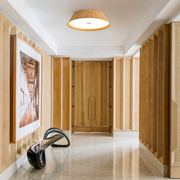 Chandelierias - Scandinavian Conical Cake - Shaped Wood Dimmable LED Flush Mount - Flush Mount - Dark Walnut -