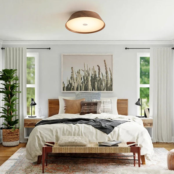 Chandelierias - Scandinavian Conical Cake - Shaped Wood Dimmable LED Flush Mount - Flush Mount - Light Ash -