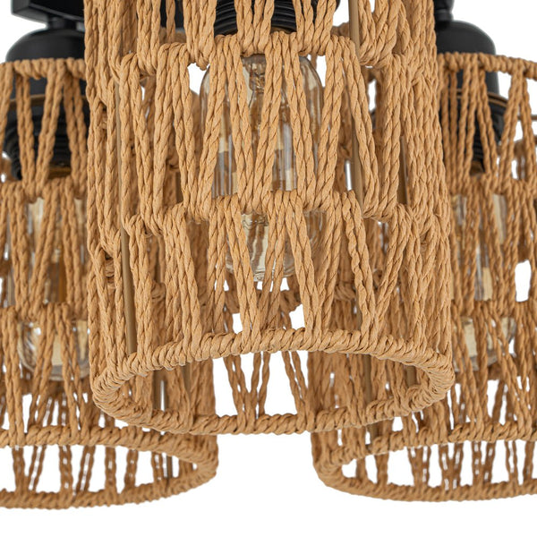 Chandelierias - Scandinavian Entryway 3 - Light Cylinder Woven Semi - flush Mount - Semi Flush - 3 Bulbs -