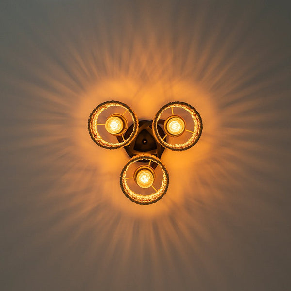 Chandelierias - Scandinavian Entryway 3 - Light Cylinder Woven Semi - flush Mount - Semi Flush - 3 Bulbs -