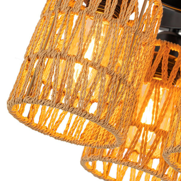 Chandelierias - Scandinavian Entryway 3 - Light Cylinder Woven Semi - flush Mount - Semi Flush - 3 Bulbs -