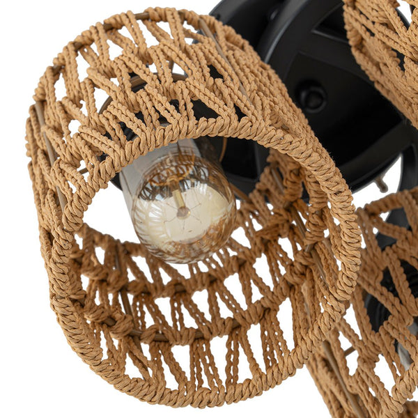 Chandelierias - Scandinavian Entryway 3 - Light Cylinder Woven Semi - flush Mount - Semi Flush - 3 Bulbs -