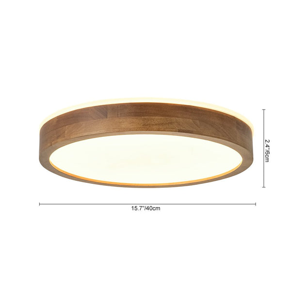 Chandelierias - Scandinavian Round Wood Dimmable LED Flush Mount - Flush Mount - Walnut - 15.7 in