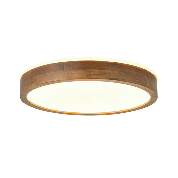 Chandelierias - Scandinavian Round Wood Dimmable LED Flush Mount - Flush Mount - Walnut - 15.7 in