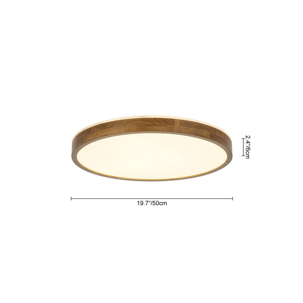 Chandelierias-Scandinavian Round Wood Dimmable LED Flush Mount-Flush Mount-Walnut-19.7 in