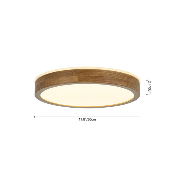 Chandelierias-Scandinavian Round Wood Dimmable LED Flush Mount-Flush Mount-Walnut-19.7 in