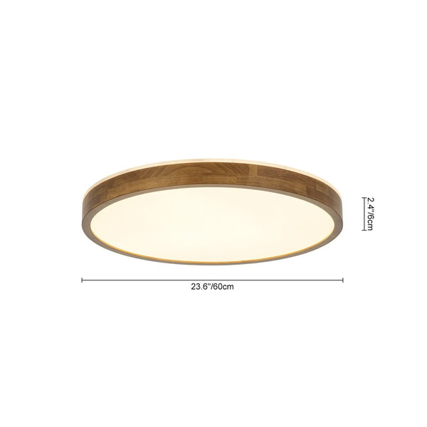 Chandelierias-Scandinavian Round Wood Dimmable LED Flush Mount-Flush Mount-Walnut-19.7 in