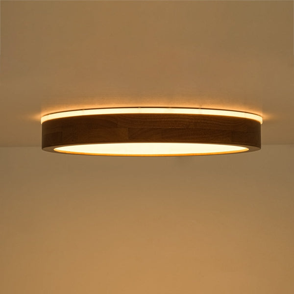 Chandelierias-Scandinavian Round Wood Dimmable LED Flush Mount-Flush Mount-Walnut-19.7 in (Back-order)