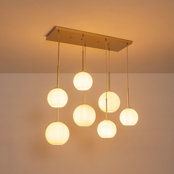 Chandelierias-Sculptural 7-Light Multi Glossy Glass Chandelier-Chandeliers-Gold-
