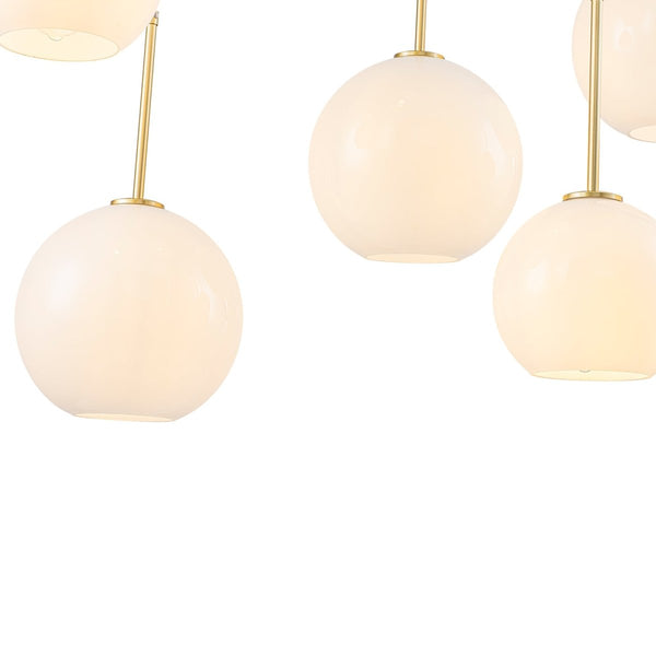Chandelierias-Sculptural 7-Light Multi Glossy Glass Chandelier-Chandeliers-Gold-