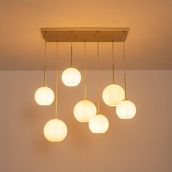 Chandelierias-Sculptural 7-Light Multi Glossy Glass Chandelier-Chandeliers-Gold-