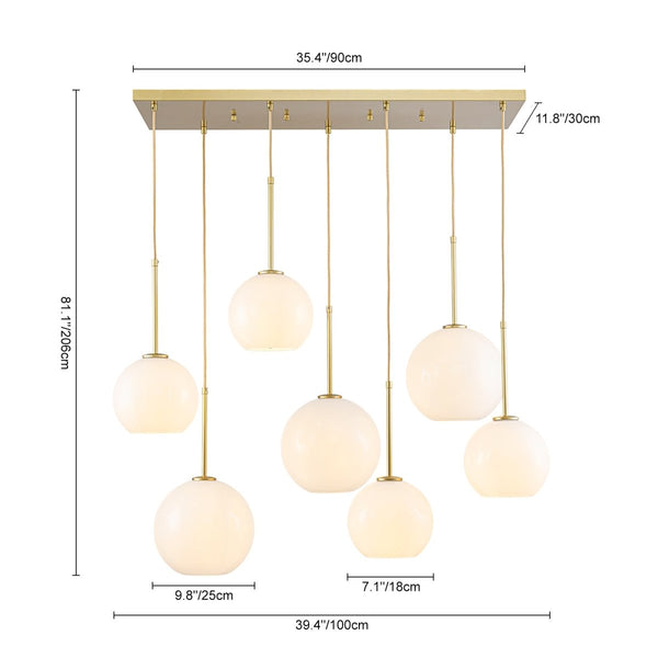 Chandelierias-Sculptural 7-Light Multi Glossy Glass Chandelier-Chandeliers-Gold-