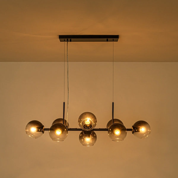 Chandelierias-Sculptural 8-Light Staggered Gradient Glass Island Chandelier-Chandeliers-Black-