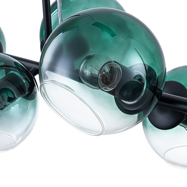 Chandelierias-Sculptural 8-Light Staggered Gradient Glass Island Chandelier-Chandeliers-Black-Green Gradient