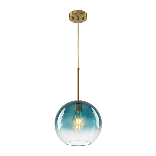 Chandelierias-Sculptural Gradient Tinted Glass Globe Single Pendant-Pendants-Emerald Green-