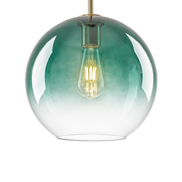 Chandelierias-Sculptural Gradient Tinted Glass Globe Single Pendant-Pendants-Emerald Green-