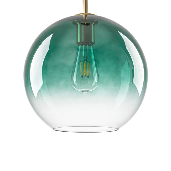 Chandelierias-Sculptural Gradient Tinted Glass Globe Single Pendant-Pendants-Emerald Green-