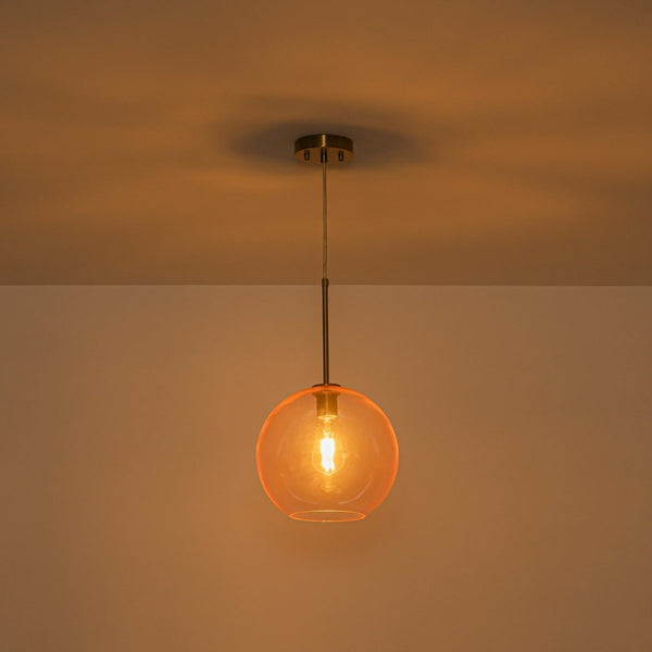 Chandelierias-Sculptural Solid Colored Glass Globe Single Pendant-Pendants-Soft Pink-