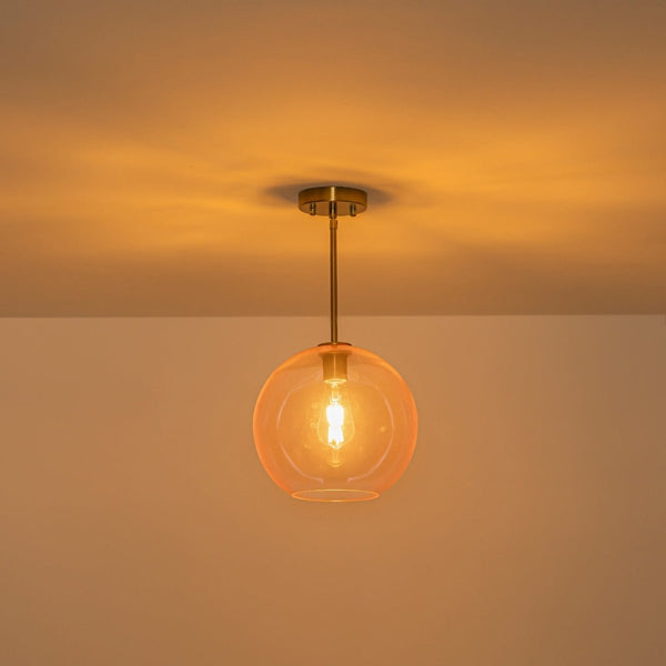 Chandelierias-Sculptural Solid Colored Glass Globe Single Pendant-Pendants-Soft Pink-